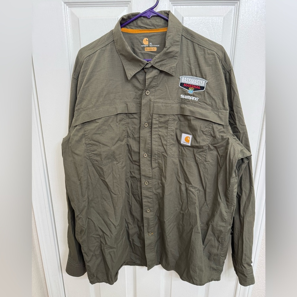Carhartt Bassmaster Performance Fishing/Outdoor Long Sleeve Button Up Shirt